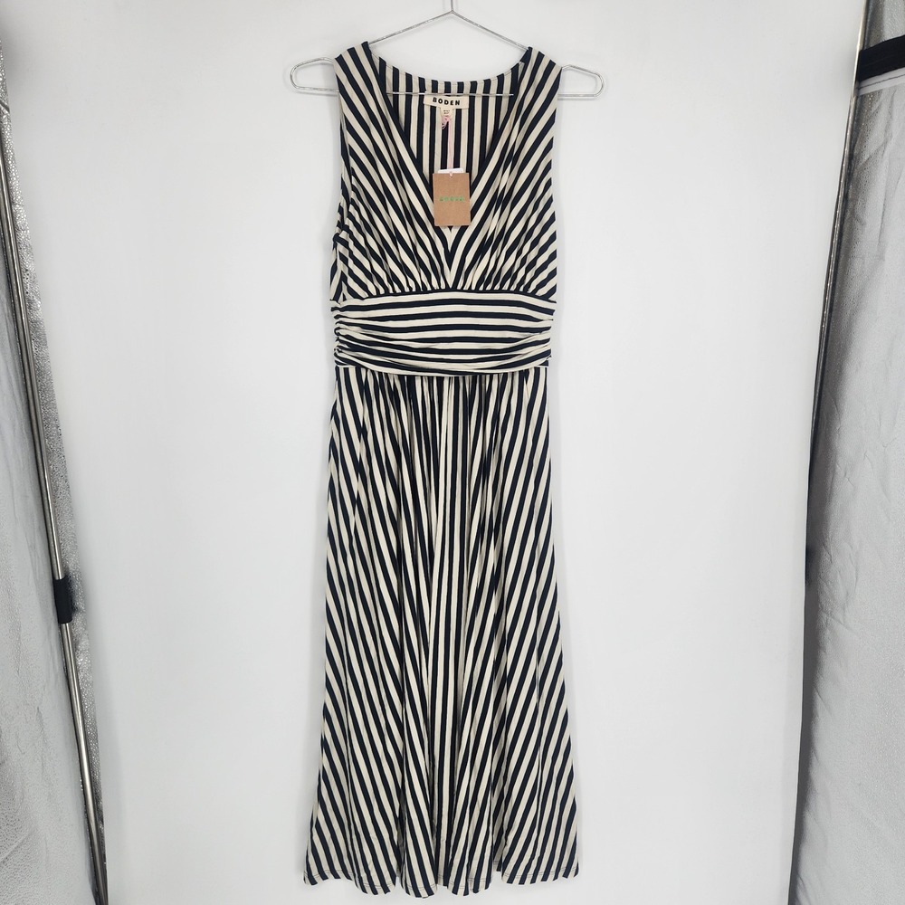 Boden US 6P Navy Ivory Stripe Elodie Jersey Maxi Dress NWT